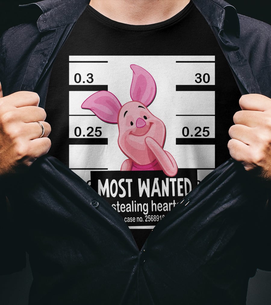 Most Wanted Piglet Stealing Hearts Mugshot Case No. 2568918 T-Shirt