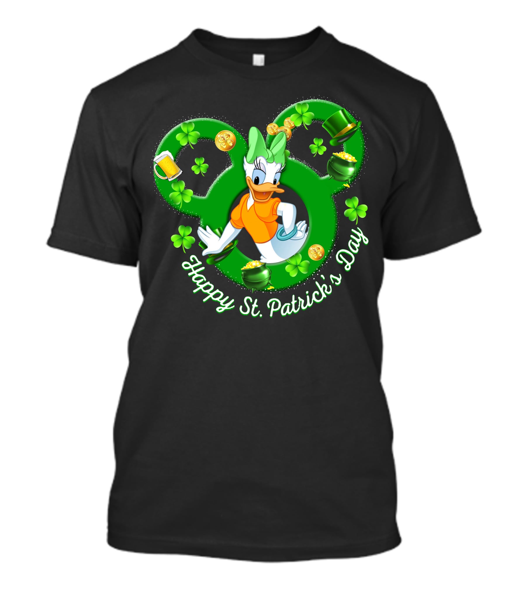Happy St. Patrick's Day Daisy Duck Mickey Clover Gold T-Shirt