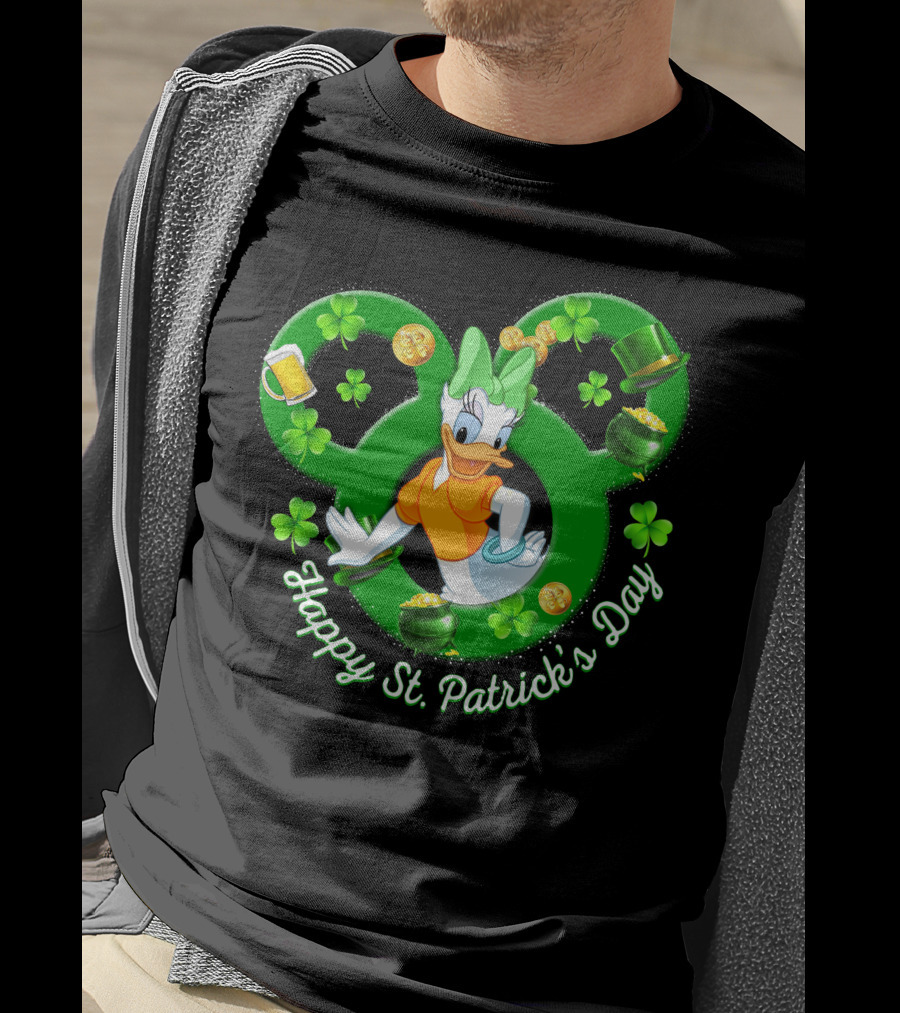 Happy St. Patrick's Day Daisy Duck Mickey Clover Gold T-Shirt