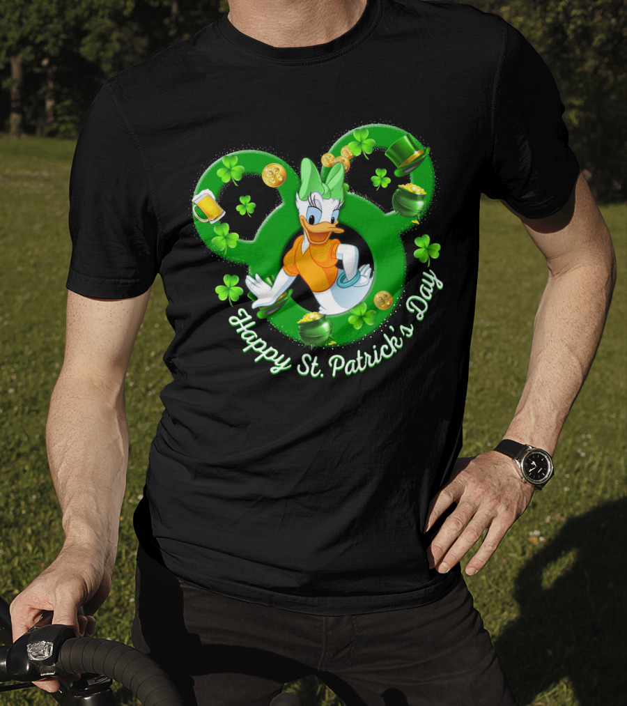 Happy St. Patrick's Day Daisy Duck Mickey Clover Gold T-Shirt