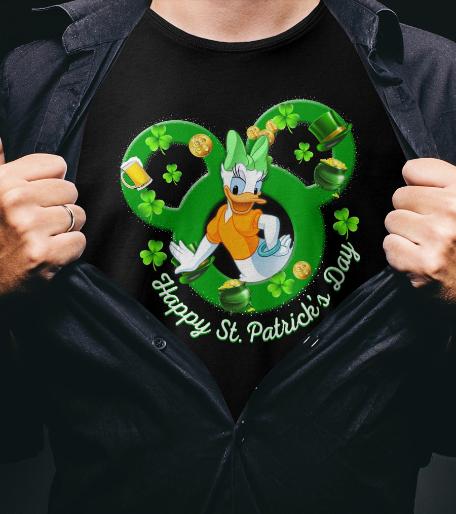 Happy St. Patrick's Day Daisy Duck Mickey Clover Gold T-Shirt