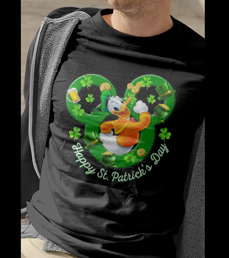 Happy St. Patrick's Day Donald Duck Shamrock Mickey Ears T-Shirt