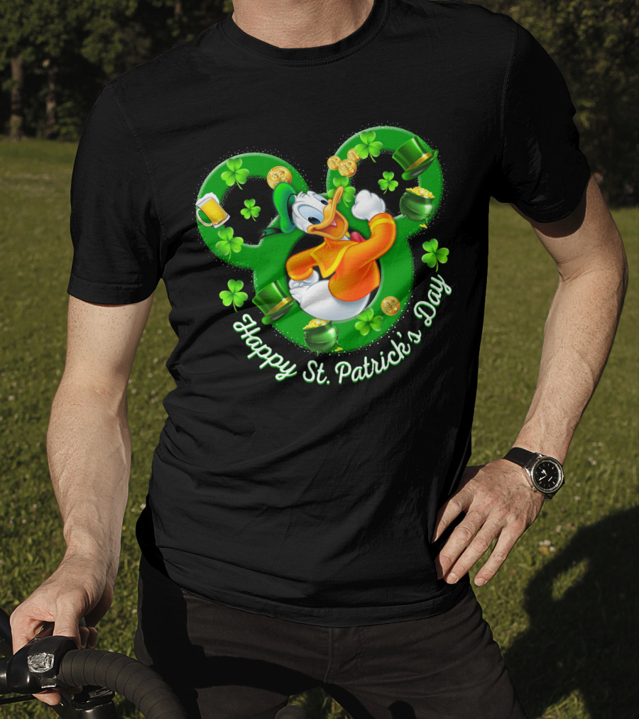 Happy St. Patrick's Day Donald Duck Shamrock Mickey Ears T-Shirt