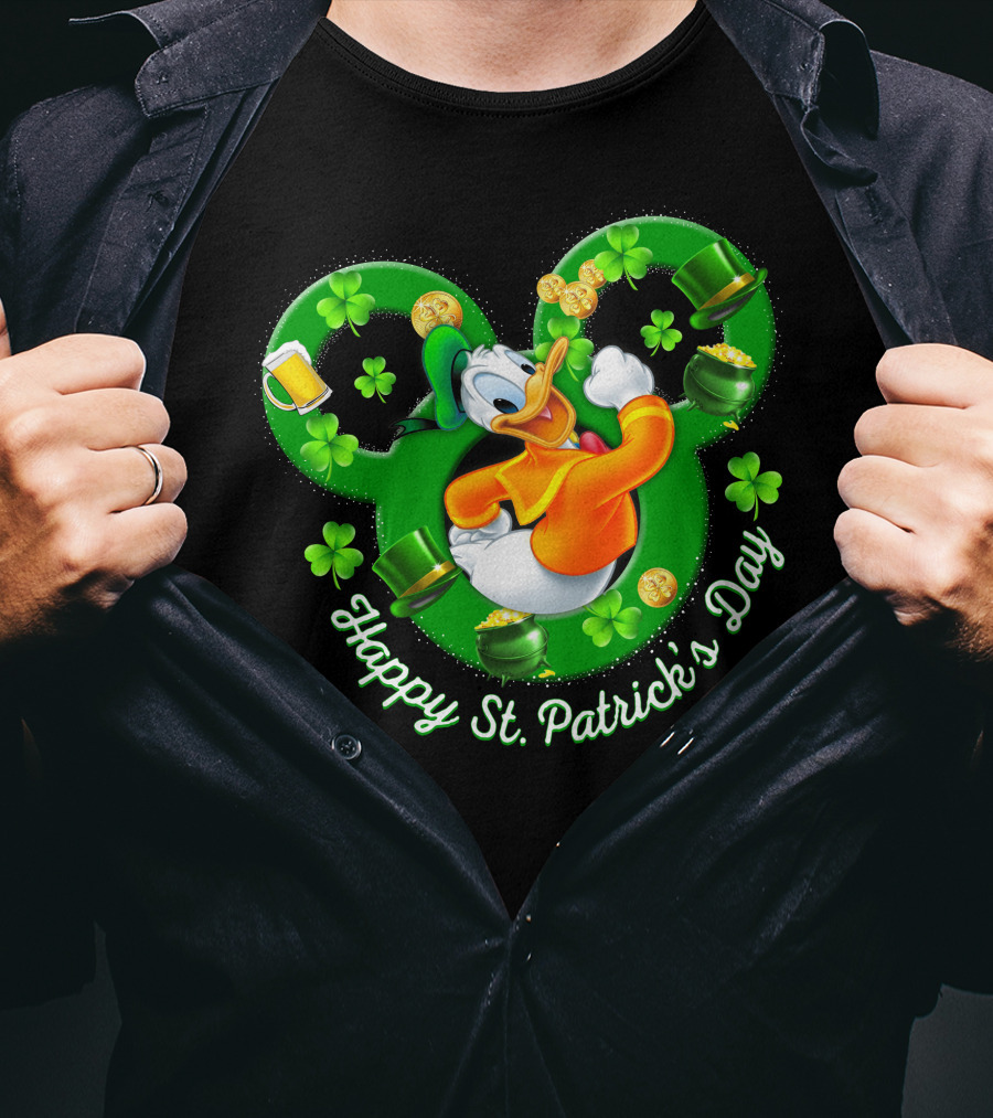 Happy St. Patrick's Day Donald Duck Shamrock Mickey Ears T-Shirt