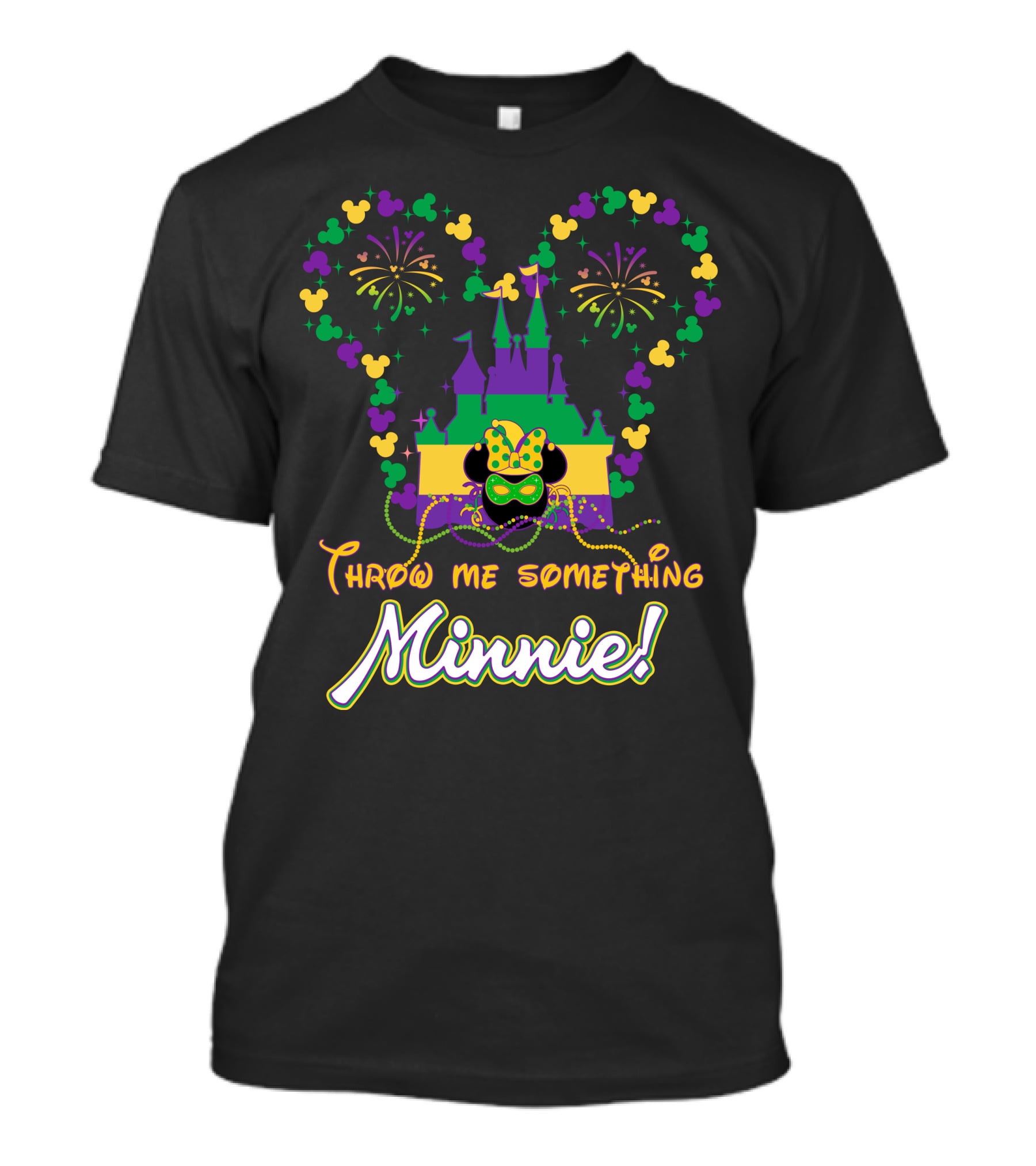 Throw Me Something Minnie Mardi Gras Castle Fireworks Magic T-Shirt