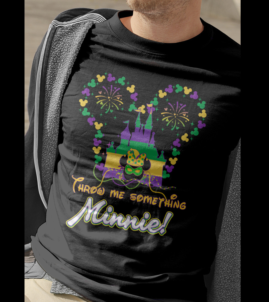 Throw Me Something Minnie Mardi Gras Castle Fireworks Magic T-Shirt