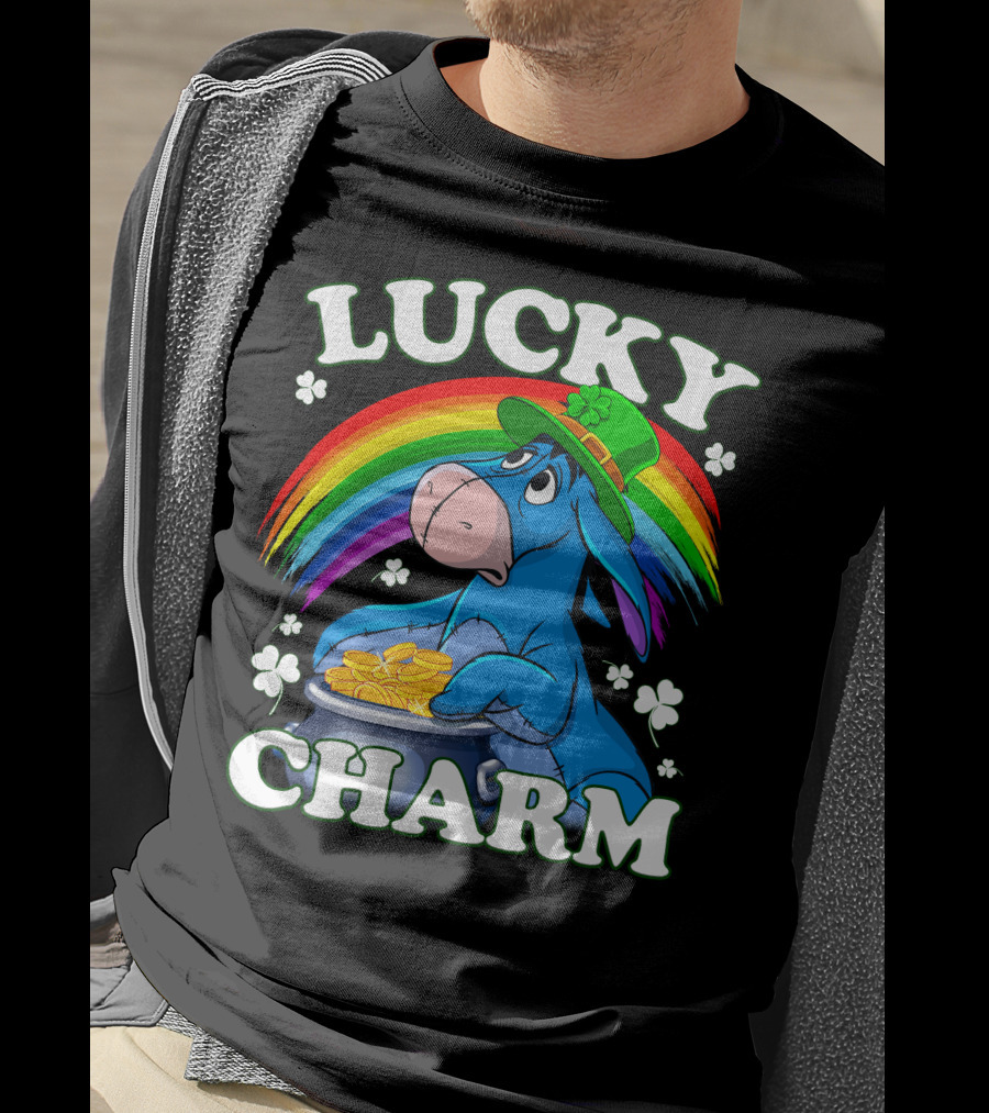 Leprechaun Rainbow Eeyore Lucky Charm Clover St. Patrick's Pot Of Gold T-Shirt