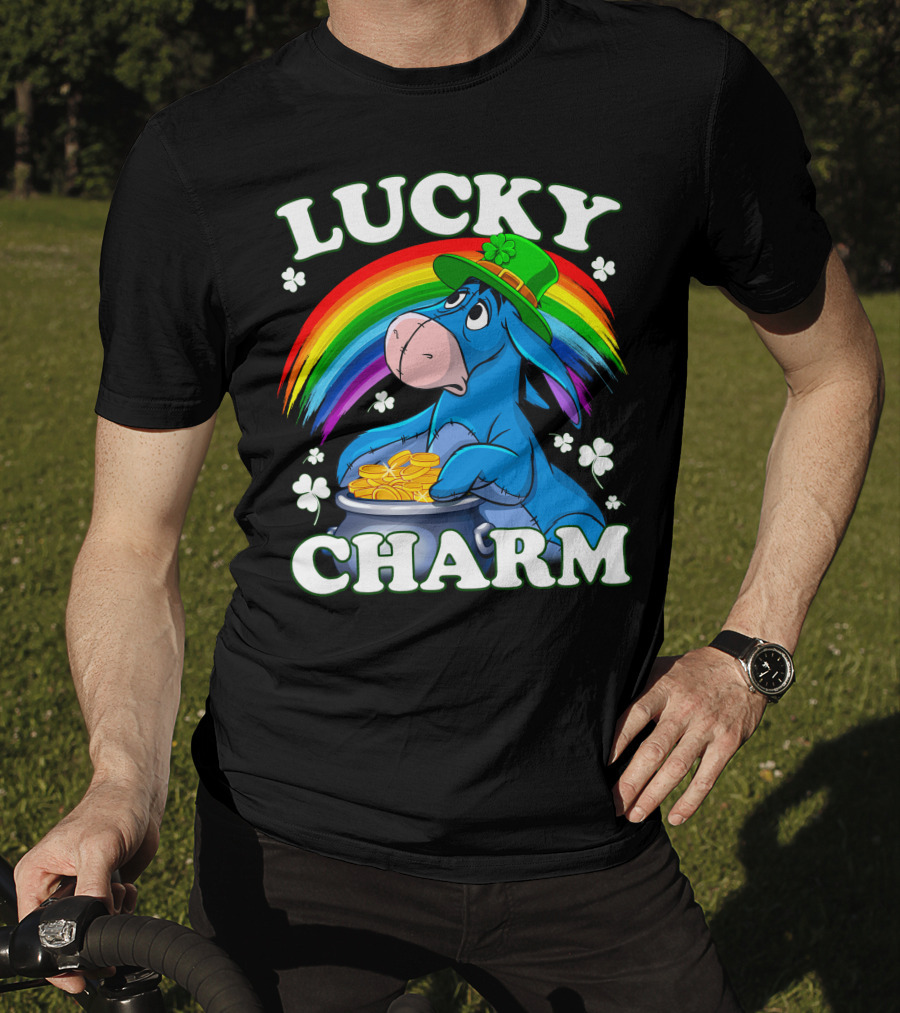 Leprechaun Rainbow Eeyore Lucky Charm Clover St. Patrick's Pot Of Gold T-Shirt