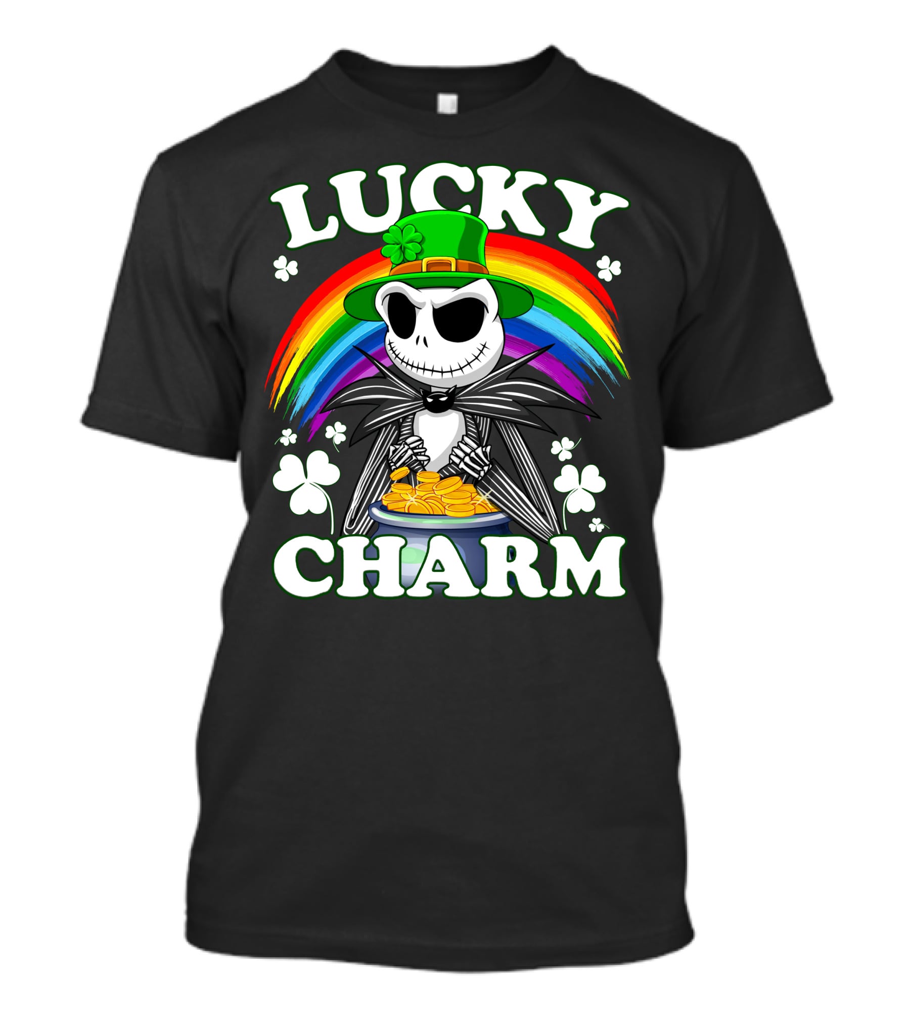 Jack Skellington Lucky Charm Rainbow Leprechaun Hat T-Shirt