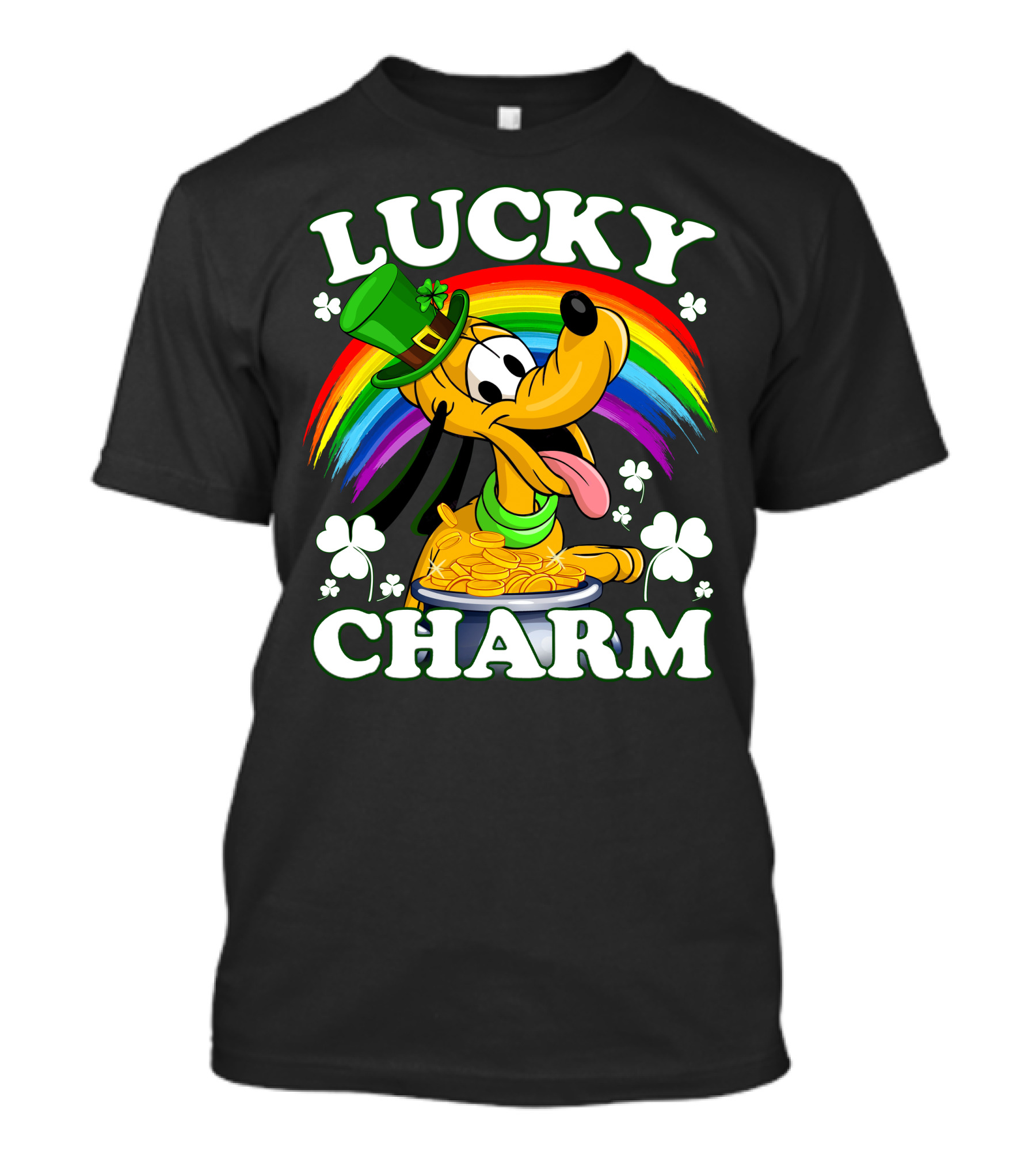Pluto Lucky Charm Rainbow Coins Shamrock Hat T-Shirt