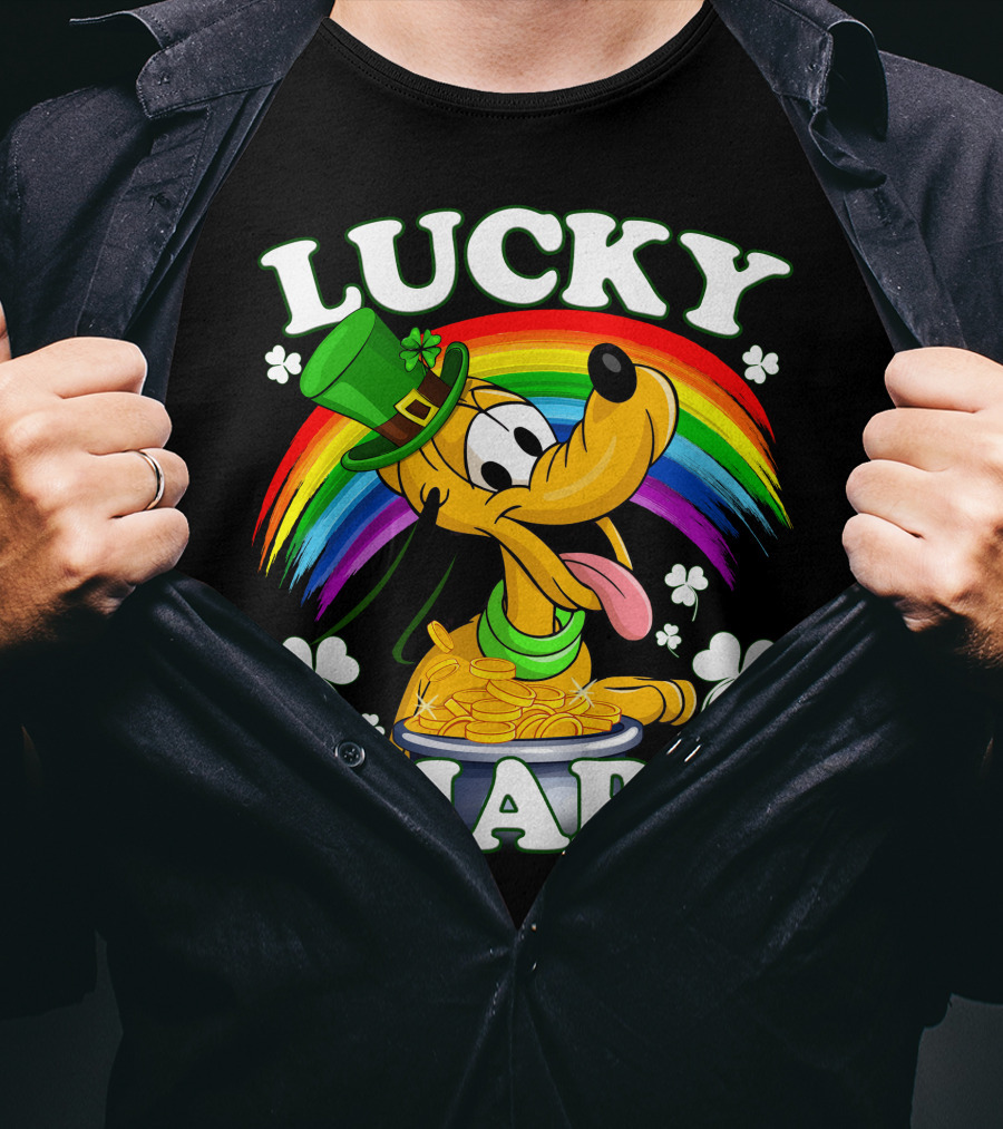 Pluto Lucky Charm Rainbow Coins Shamrock Hat T-Shirt