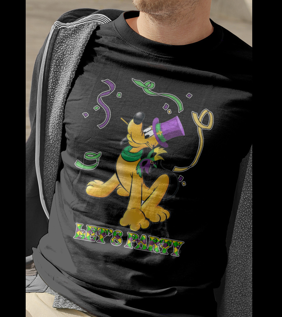 Pluto Let's Party With Mardi Gras Theme T-Shirt