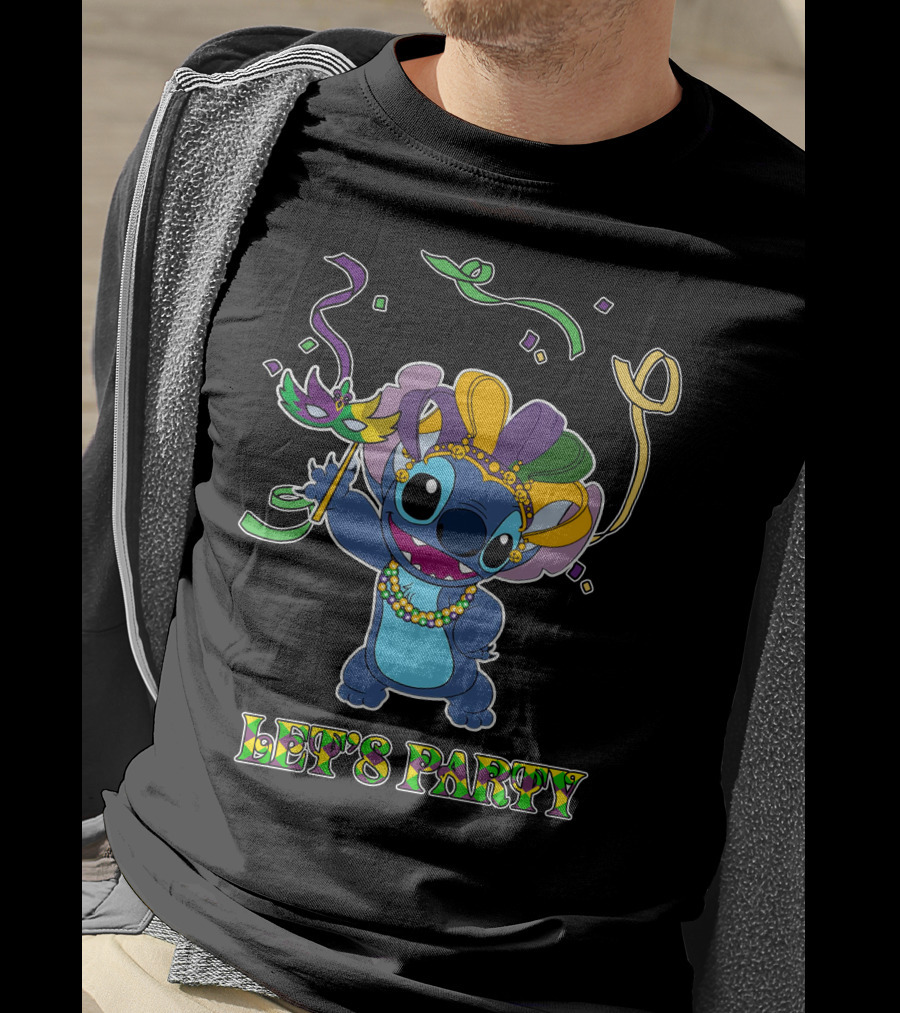 Stitch Let's Party Mardi Gras Celebration T-Shirt