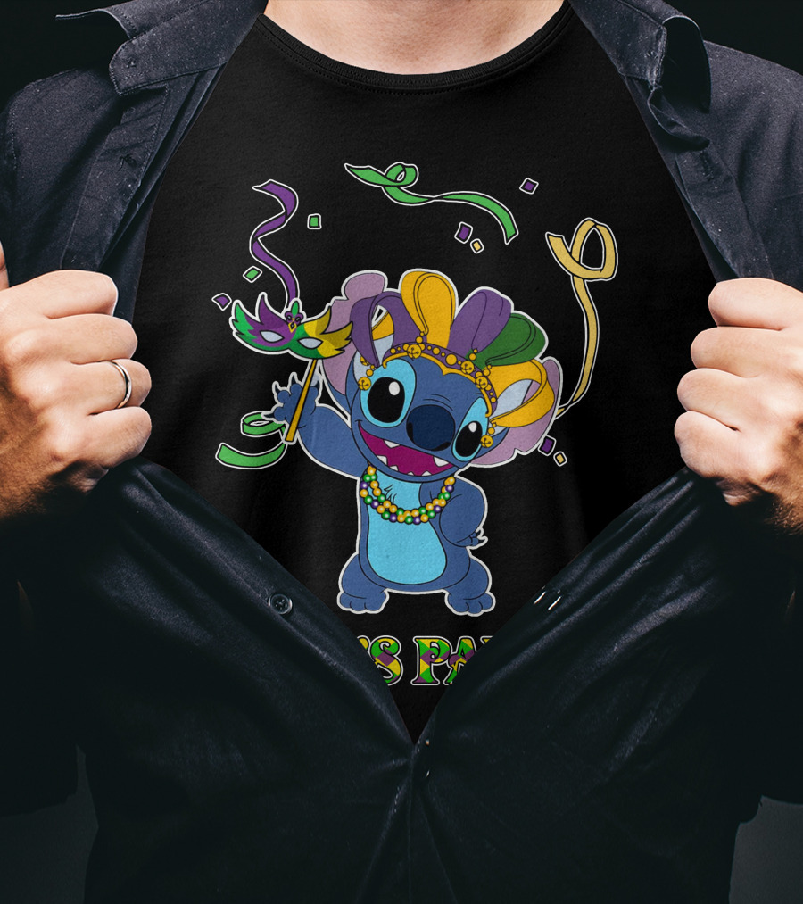Stitch Let's Party Mardi Gras Celebration T-Shirt