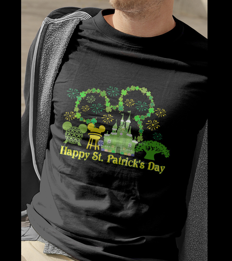 Happy St. Patrick's Day At Disney With Icons And Castles T-Shirt