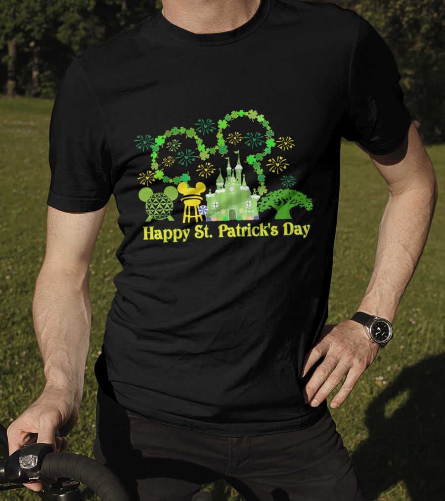 Happy St. Patrick's Day At Disney With Icons And Castles T-Shirt