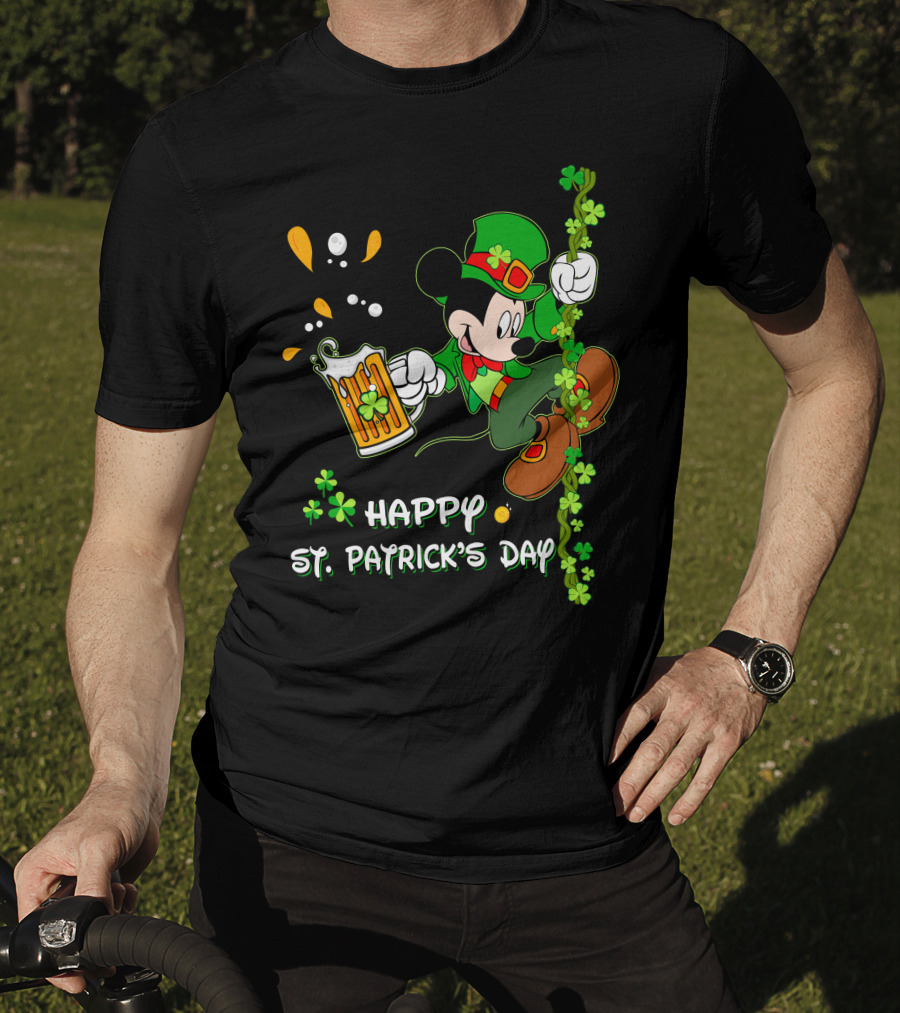 Happy St Patrick's Day Mickey Mouse Beer And Shamrocks Party T-Shirt