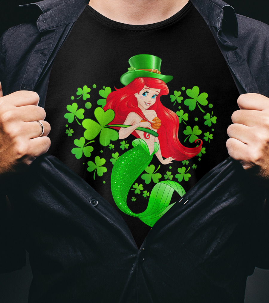Ariel St. Patrick's Day Clover Mermaid T-Shirt