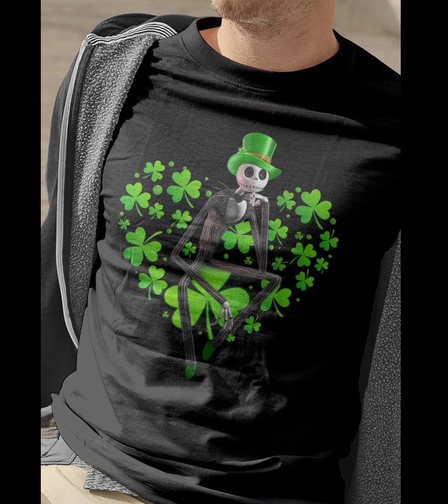 Jack Skellington St. Patrick's Day Clover Theme T-Shirt