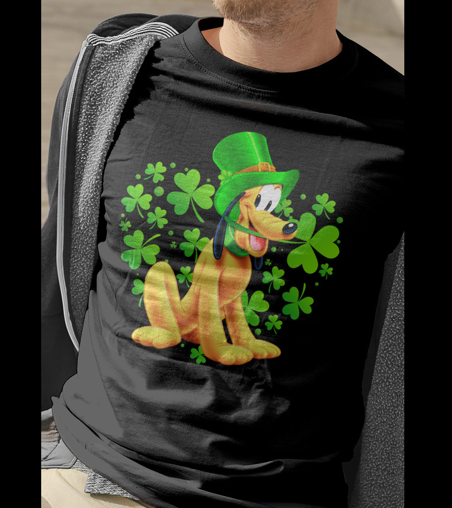 Pluto St. Patrick's Day Celebration With Green Shamrocks And Hat T-Shirt