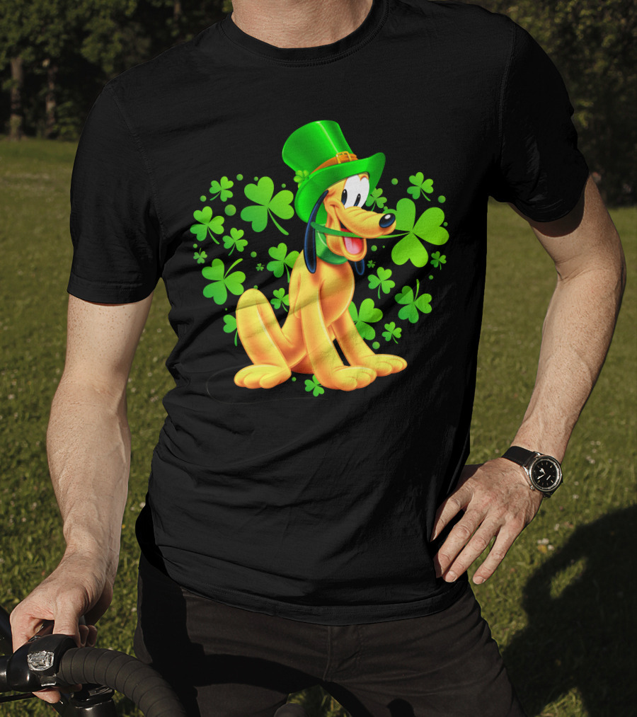 Pluto St. Patrick's Day Celebration With Green Shamrocks And Hat T-Shirt
