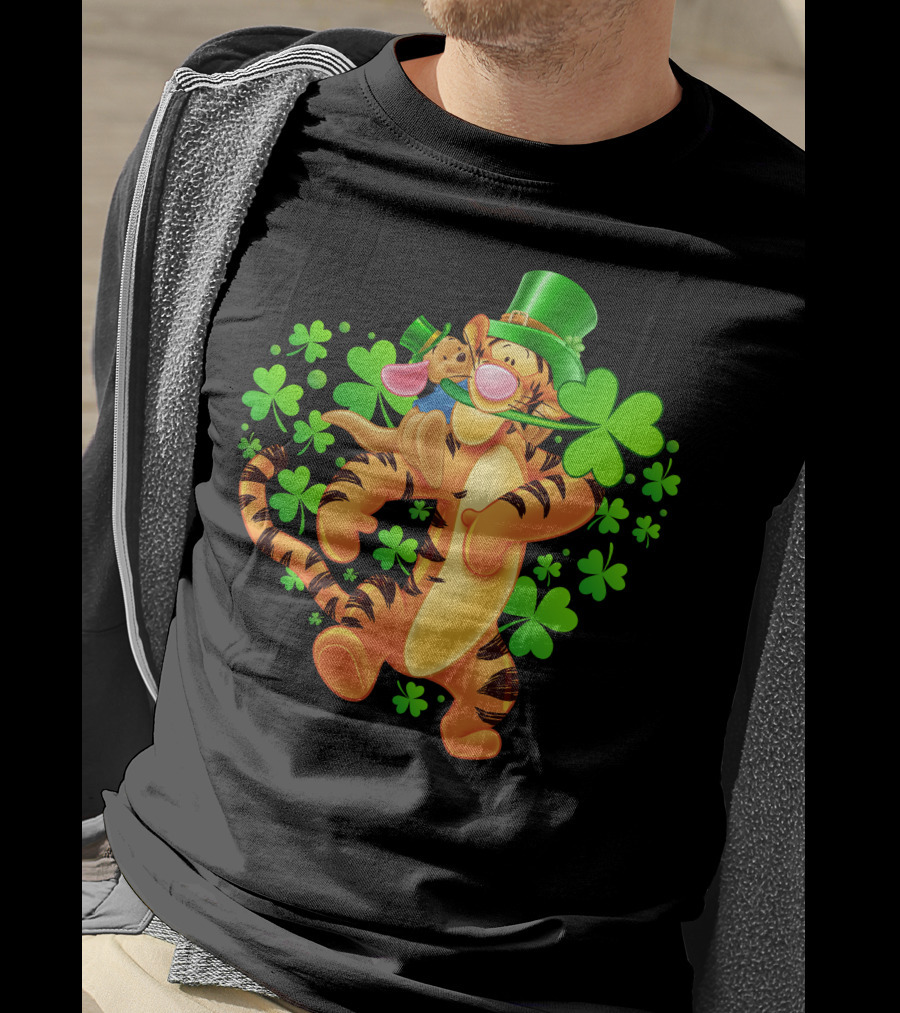 Tigger St. Patrick's Day Shamrocks Cartoon Character T-Shirt