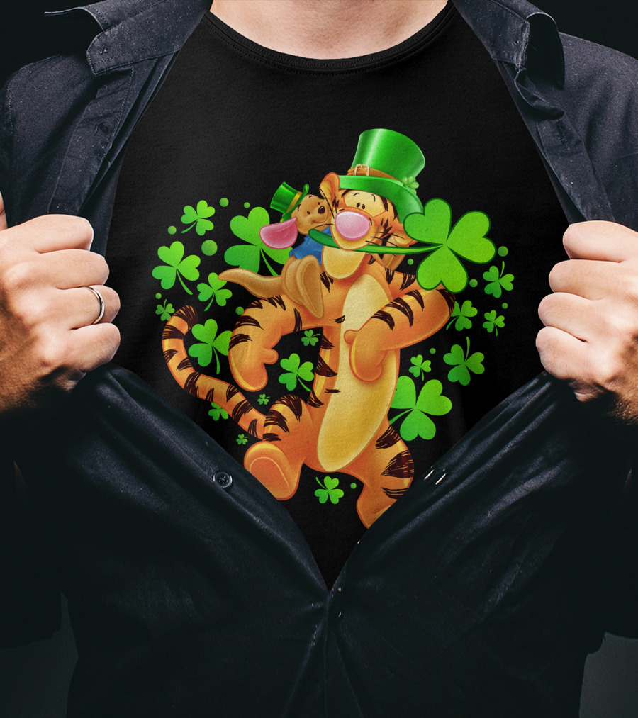 Tigger St. Patrick's Day Shamrocks Cartoon Character T-Shirt