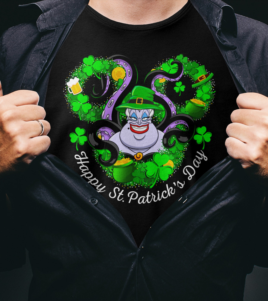 Ursula Happy St. Patrick's Day Clover Coins And Tentacles T-Shirt