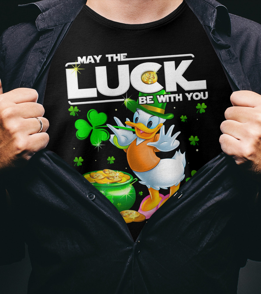 May The Luck Be With You Daisy Duck With Shamrocks And Pot Of Gold T-Shirt