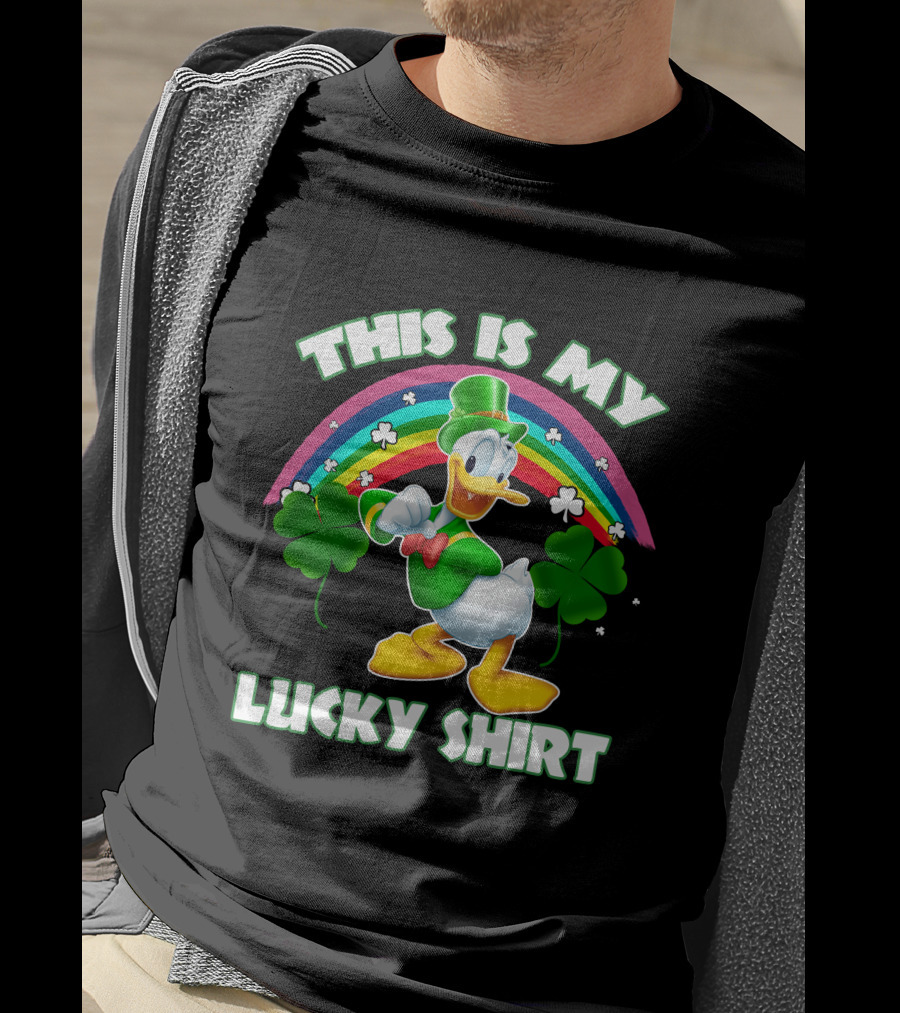 This Is My Lucky Shirt Donald Duck Rainbow Shamrock T-Shirt