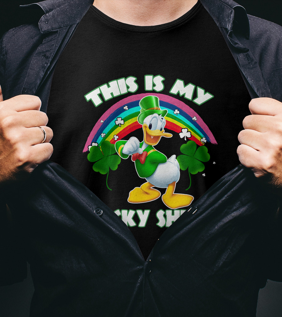 This Is My Lucky Shirt Donald Duck Rainbow Shamrock T-Shirt