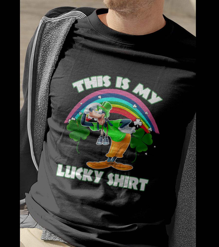 This Is My Lucky Shirt Goofy Rainbow Shamrocks T-Shirt