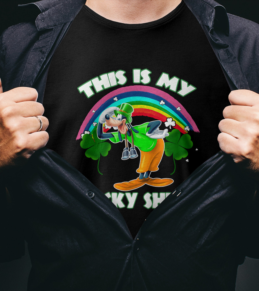 This Is My Lucky Shirt Goofy Rainbow Shamrocks T-Shirt