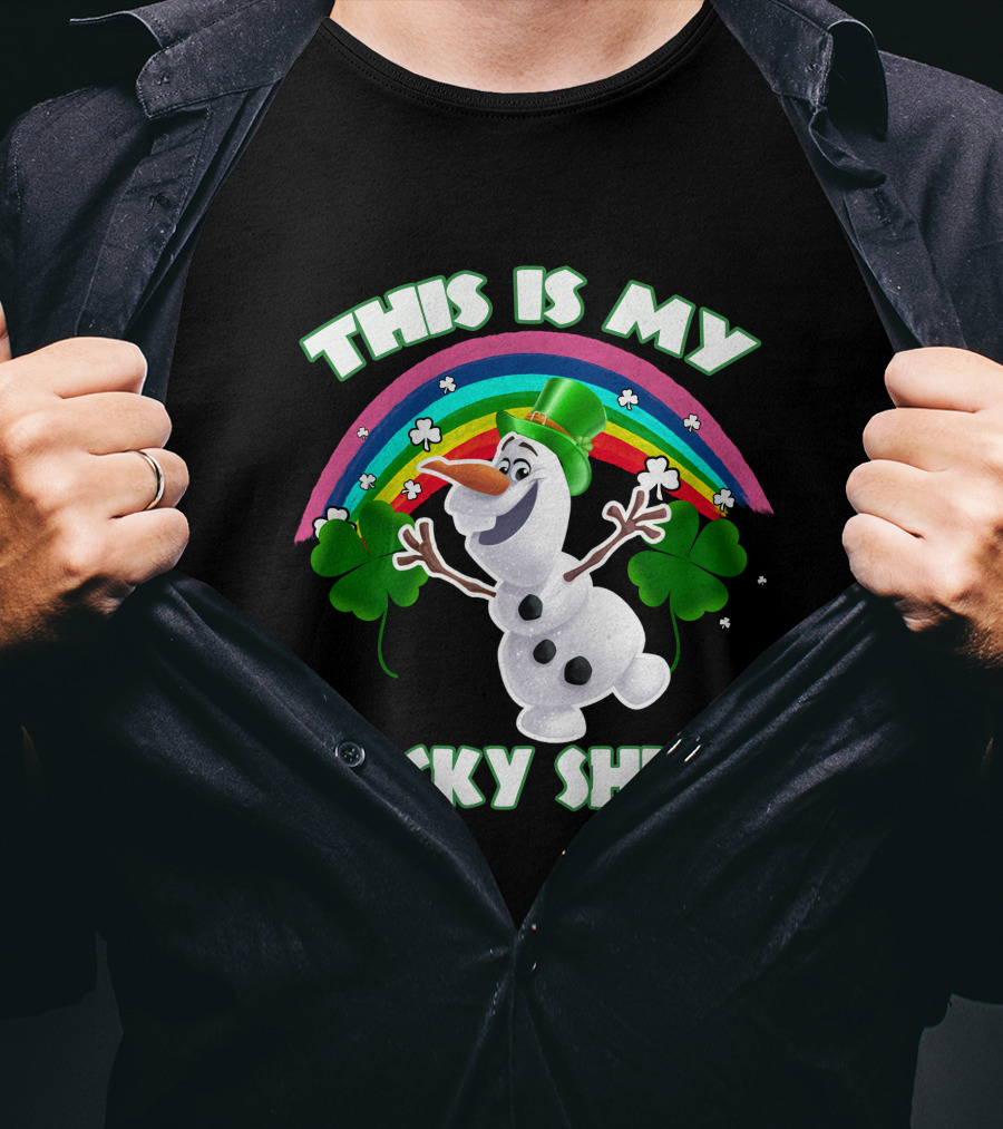 This Is My Lucky Shirt Olaf Rainbow And Shamrocks T-Shirt