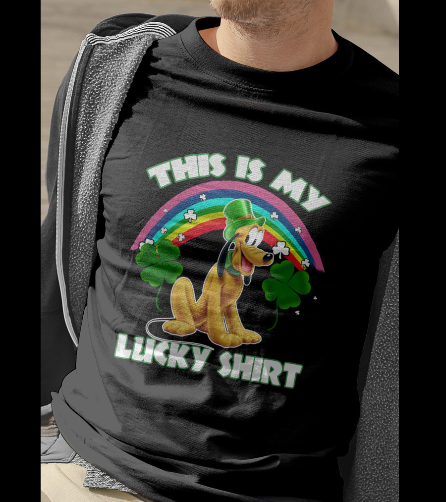 This Is My Lucky Shirt Pluto Rainbow Clover St. Patrick's Day T-Shirt