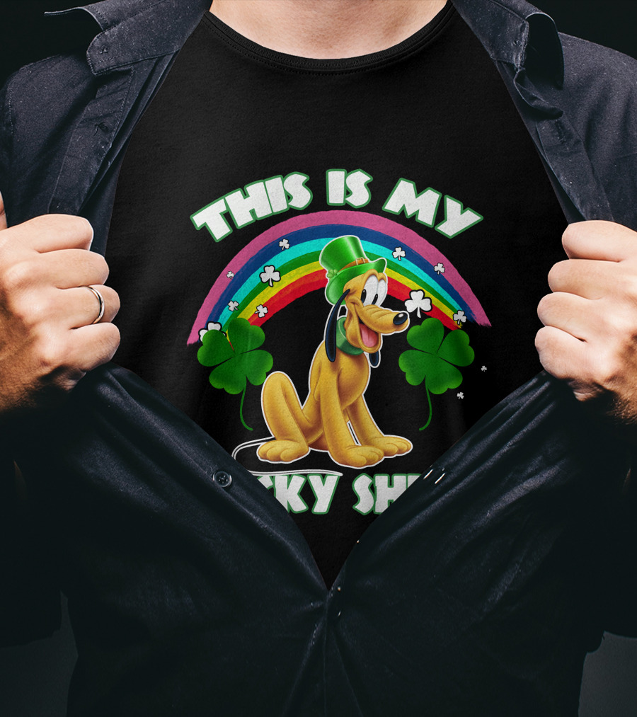 This Is My Lucky Shirt Pluto Rainbow Clover St. Patrick's Day T-Shirt