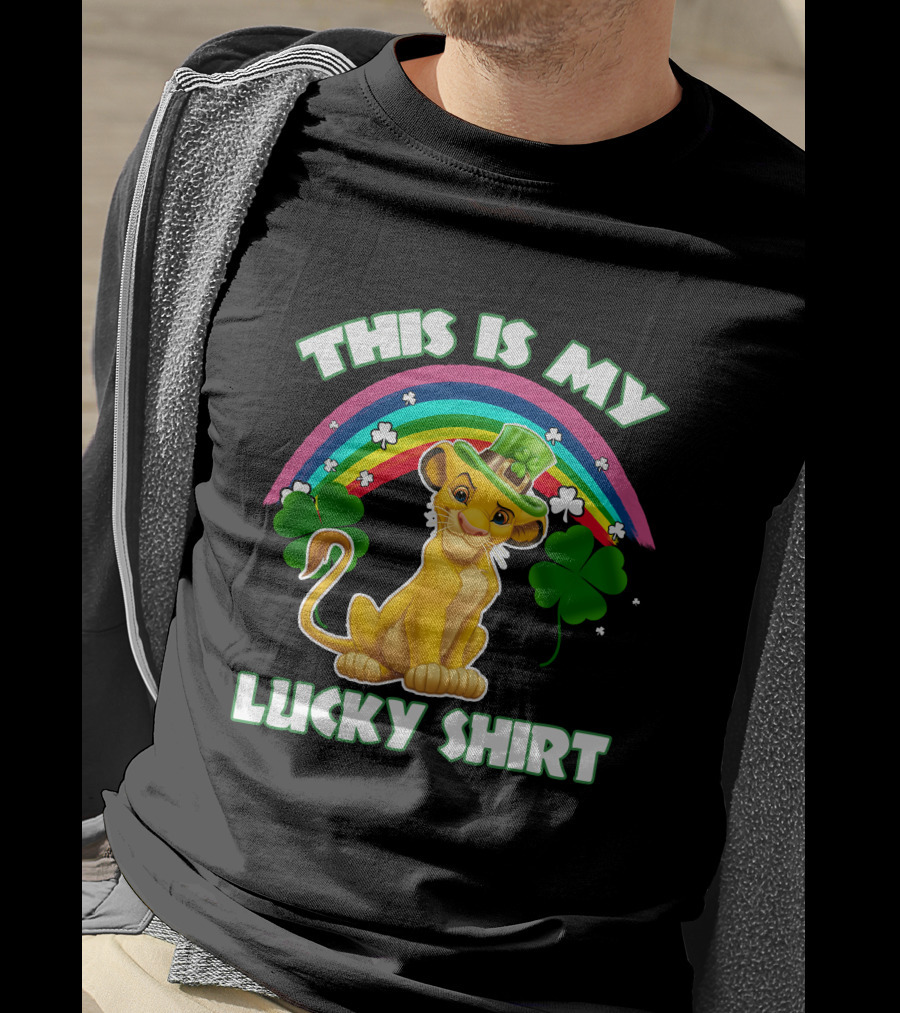 This Is My Lucky Shirt Simba Rainbow Shamrocks T-Shirt
