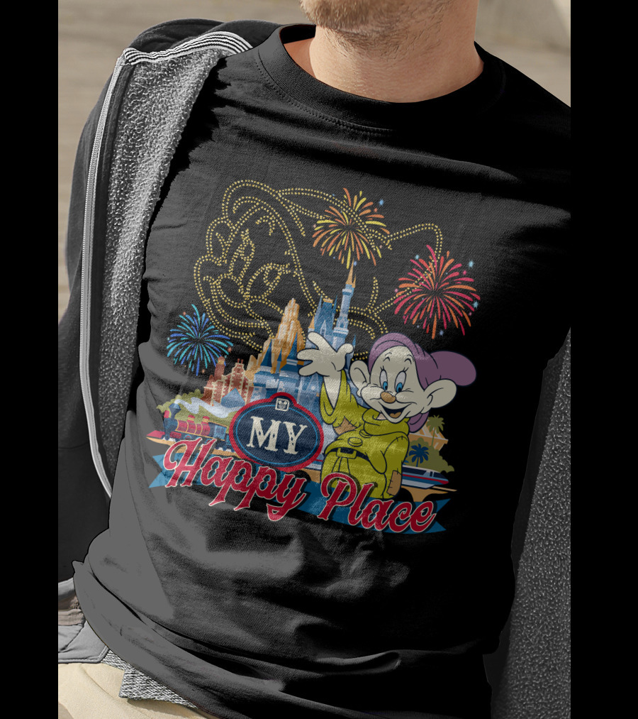 My Happy Place Dopey Fireworks Disney Castle T-Shirt
