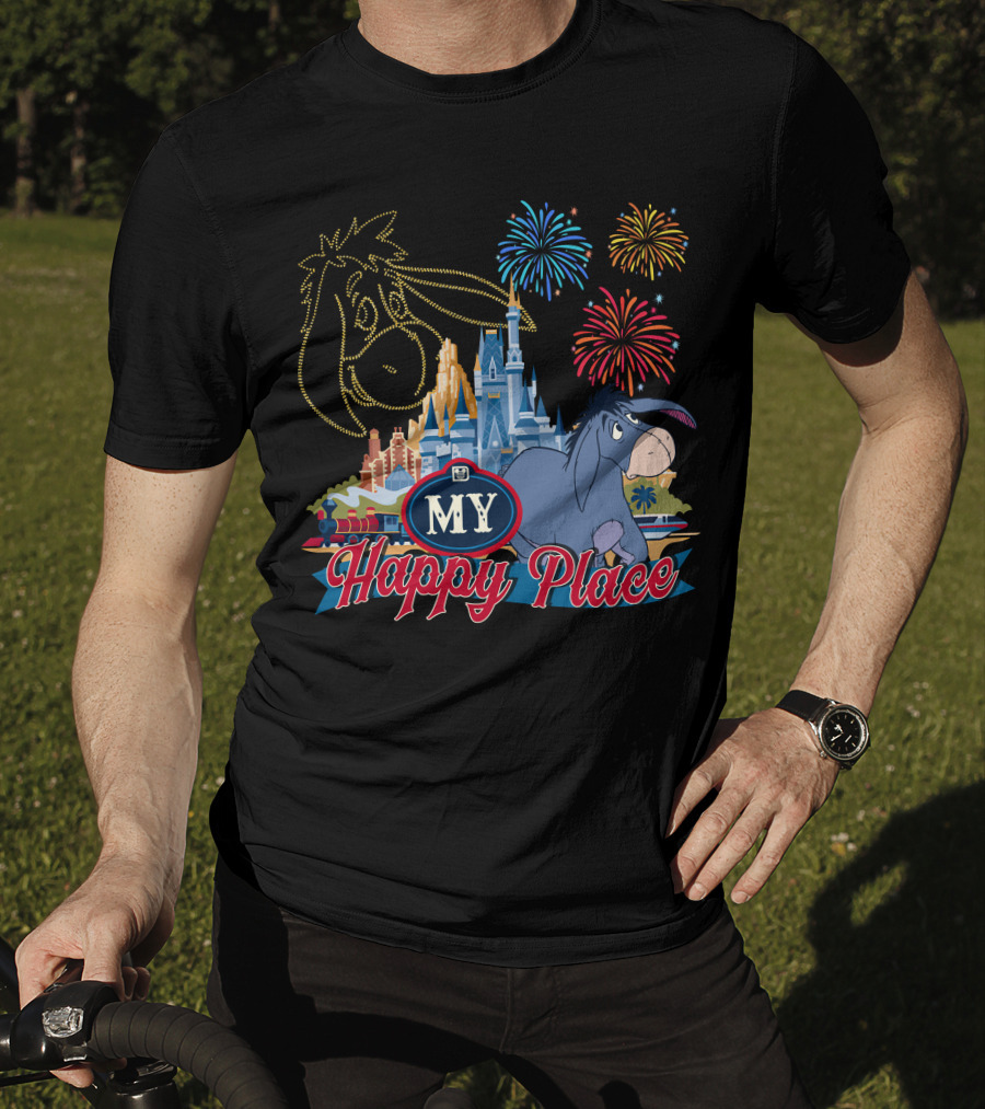 Eeyore My Happy Place Fireworks Castle T-Shirt