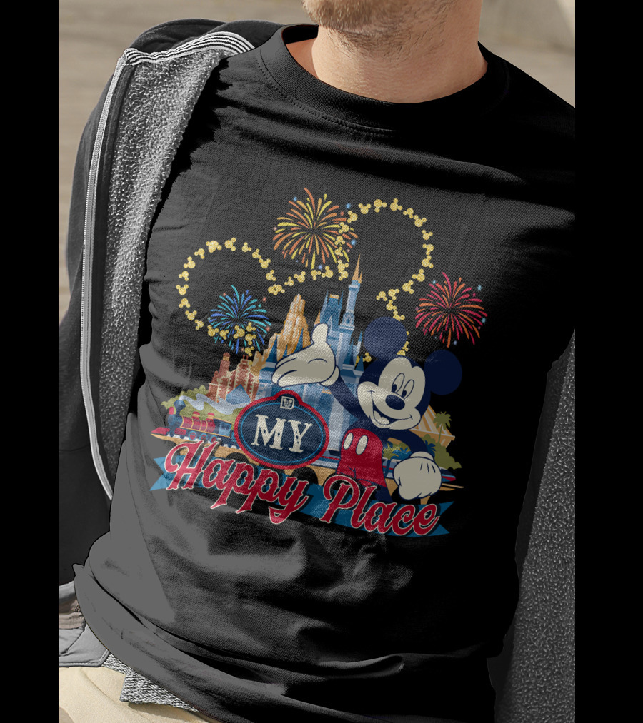 My Happy Place Mickey Magic Fireworks Castle T-Shirt
