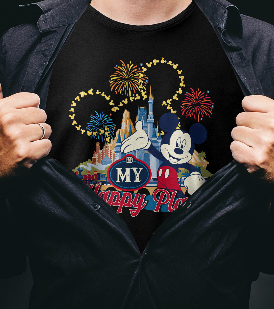My Happy Place Mickey Magic Fireworks Castle T-Shirt