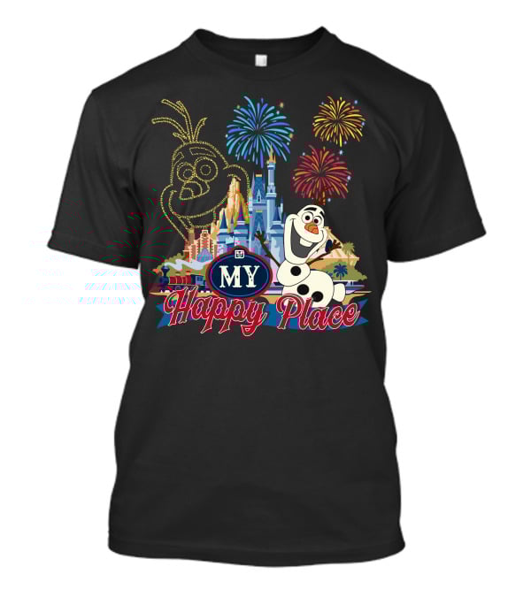 Olaf My Happy Place Fireworks Castle T-Shirt
