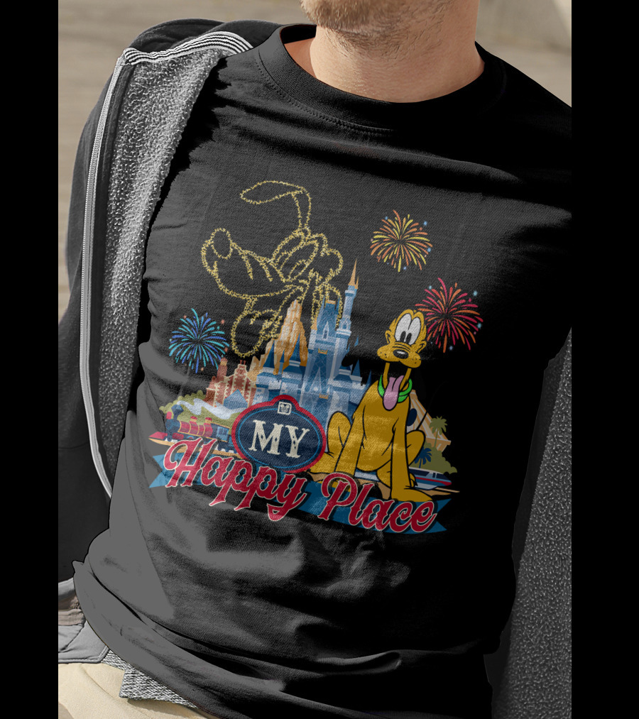 My Happy Place Fireworks Castle Pluto T-Shirt