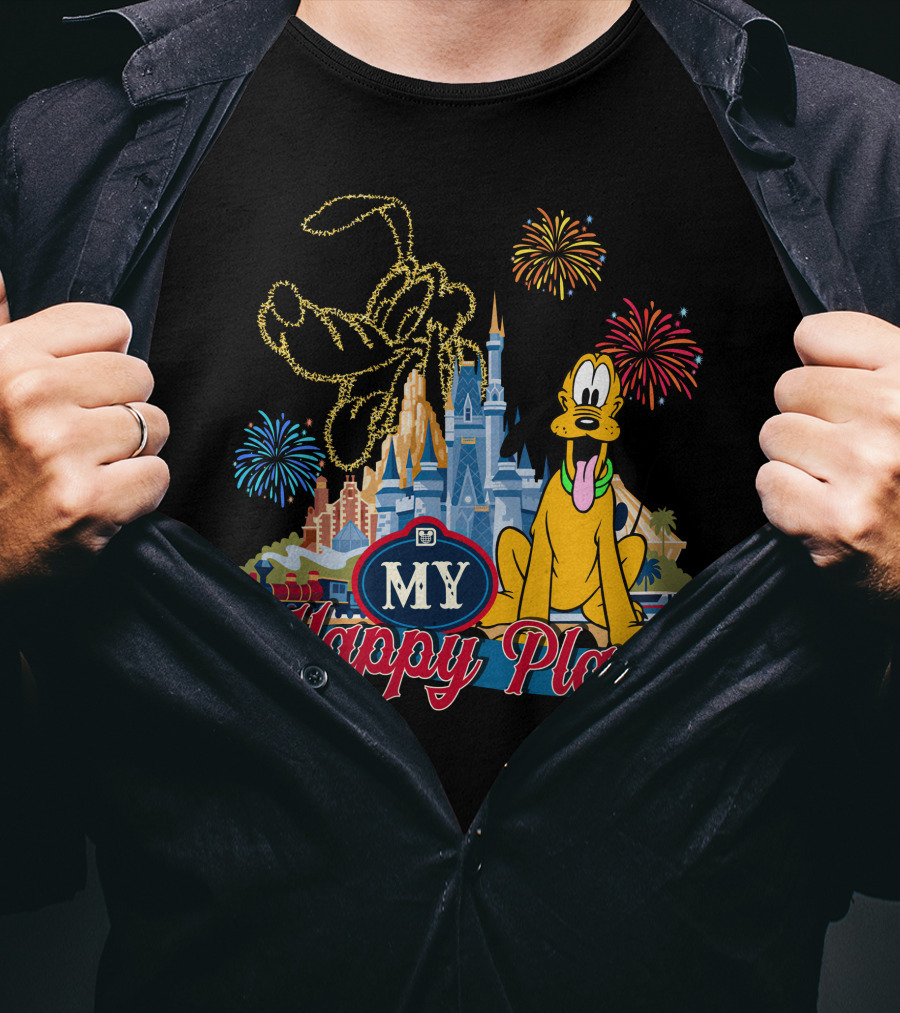 My Happy Place Fireworks Castle Pluto T-Shirt