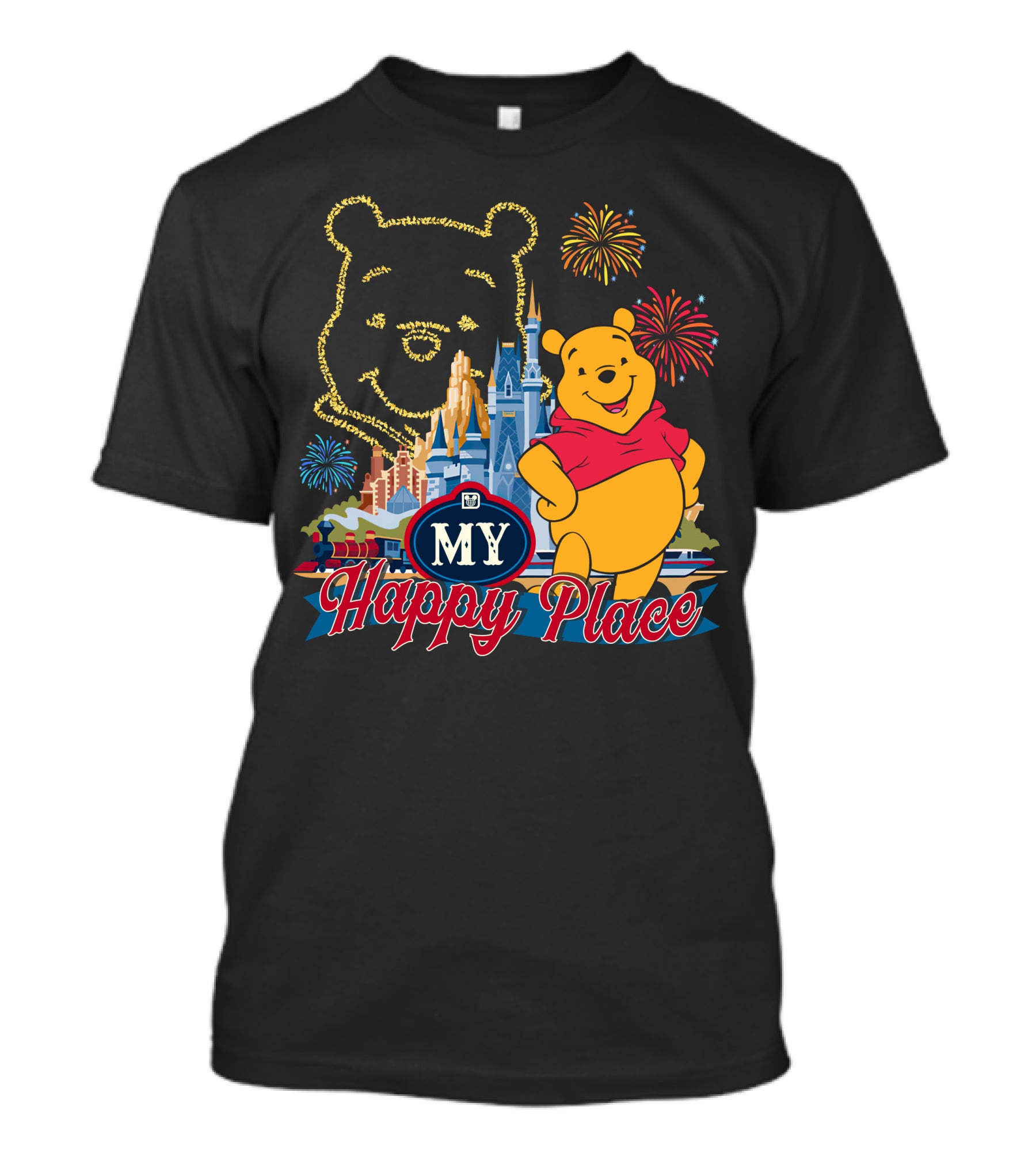 My Happy Place Pooh Fireworks Magic Kingdom T-Shirt