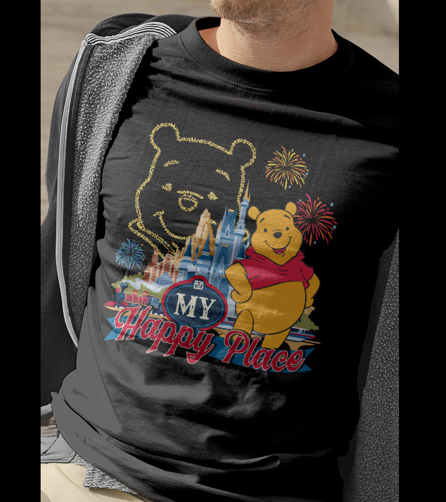 My Happy Place Pooh Fireworks Magic Kingdom T-Shirt