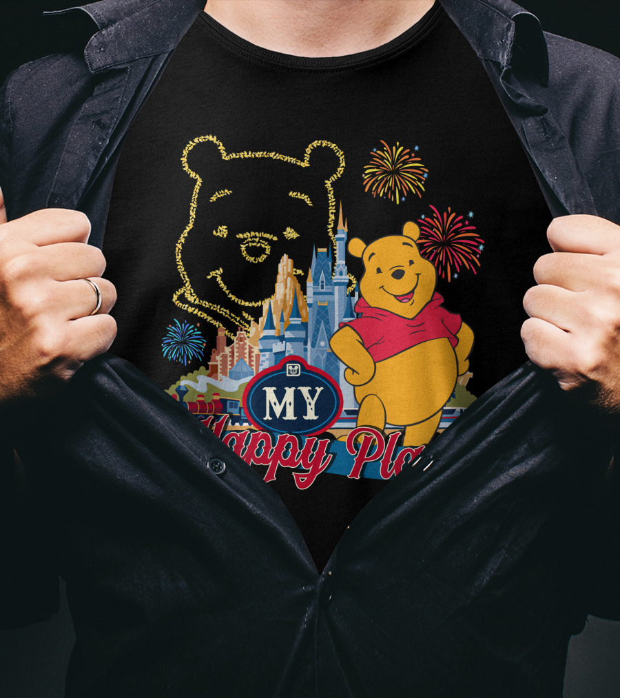 My Happy Place Pooh Fireworks Magic Kingdom T-Shirt