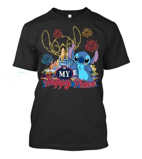 My Happy Place Stitch Fireworks Disney Castle T-Shirt