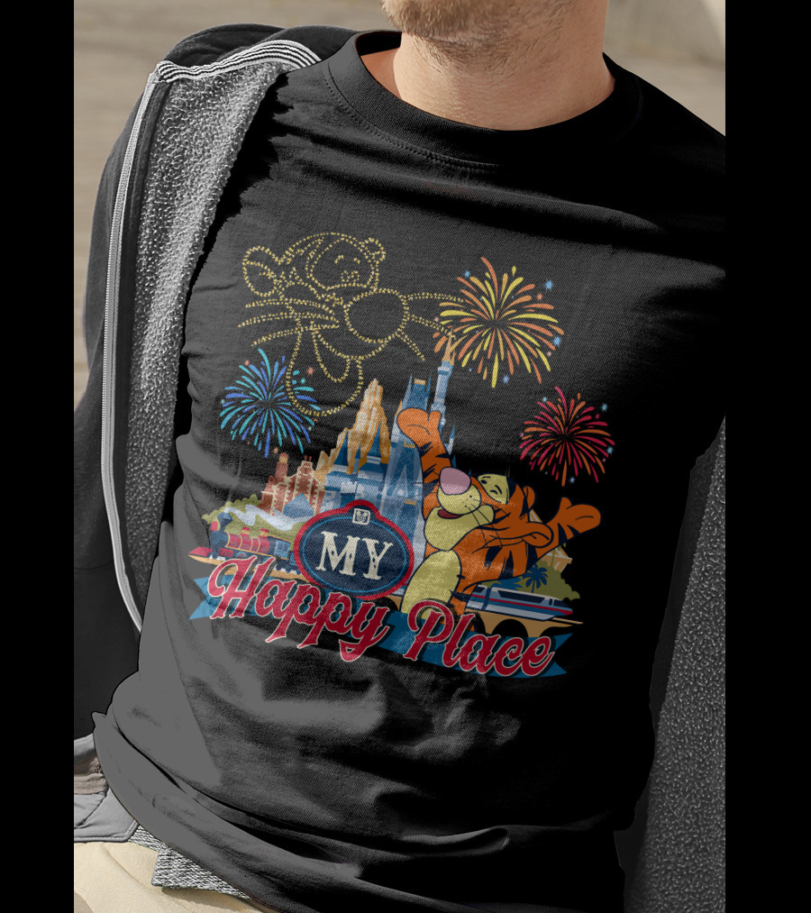 My Happy Place Tigger Castle Fireworks Celebration T-Shirt