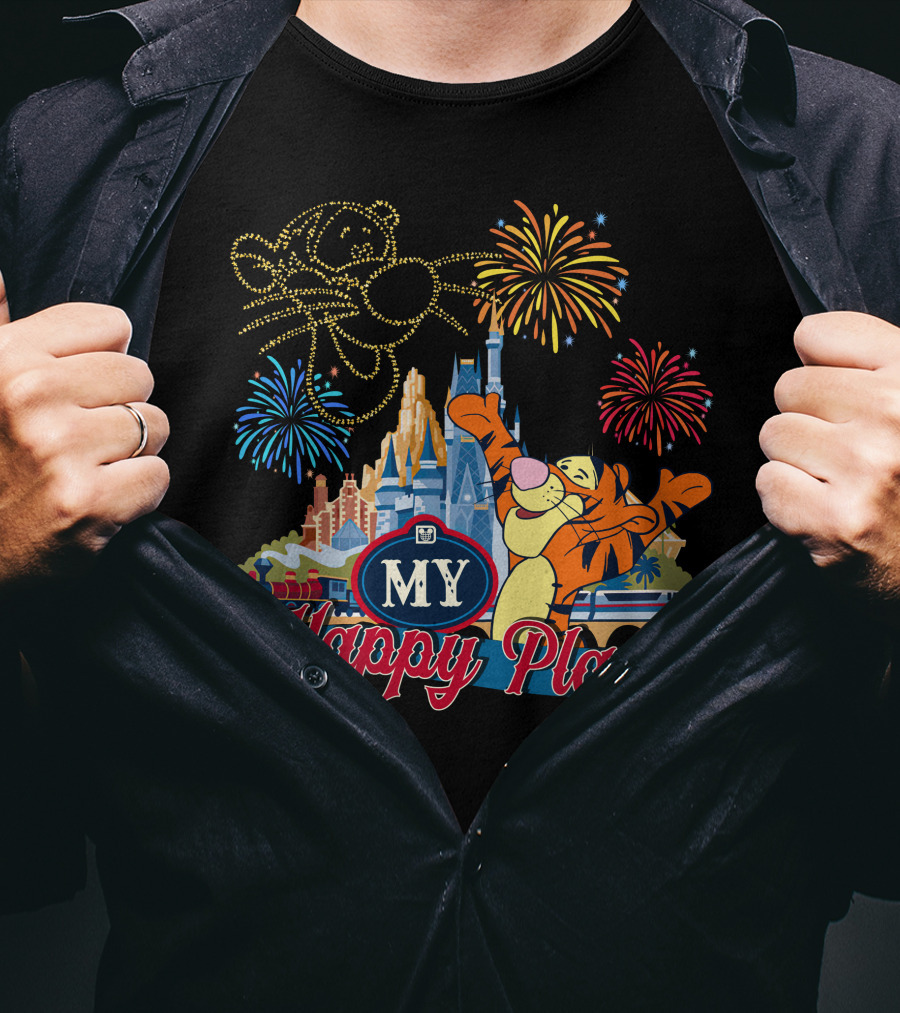 My Happy Place Tigger Castle Fireworks Celebration T-Shirt
